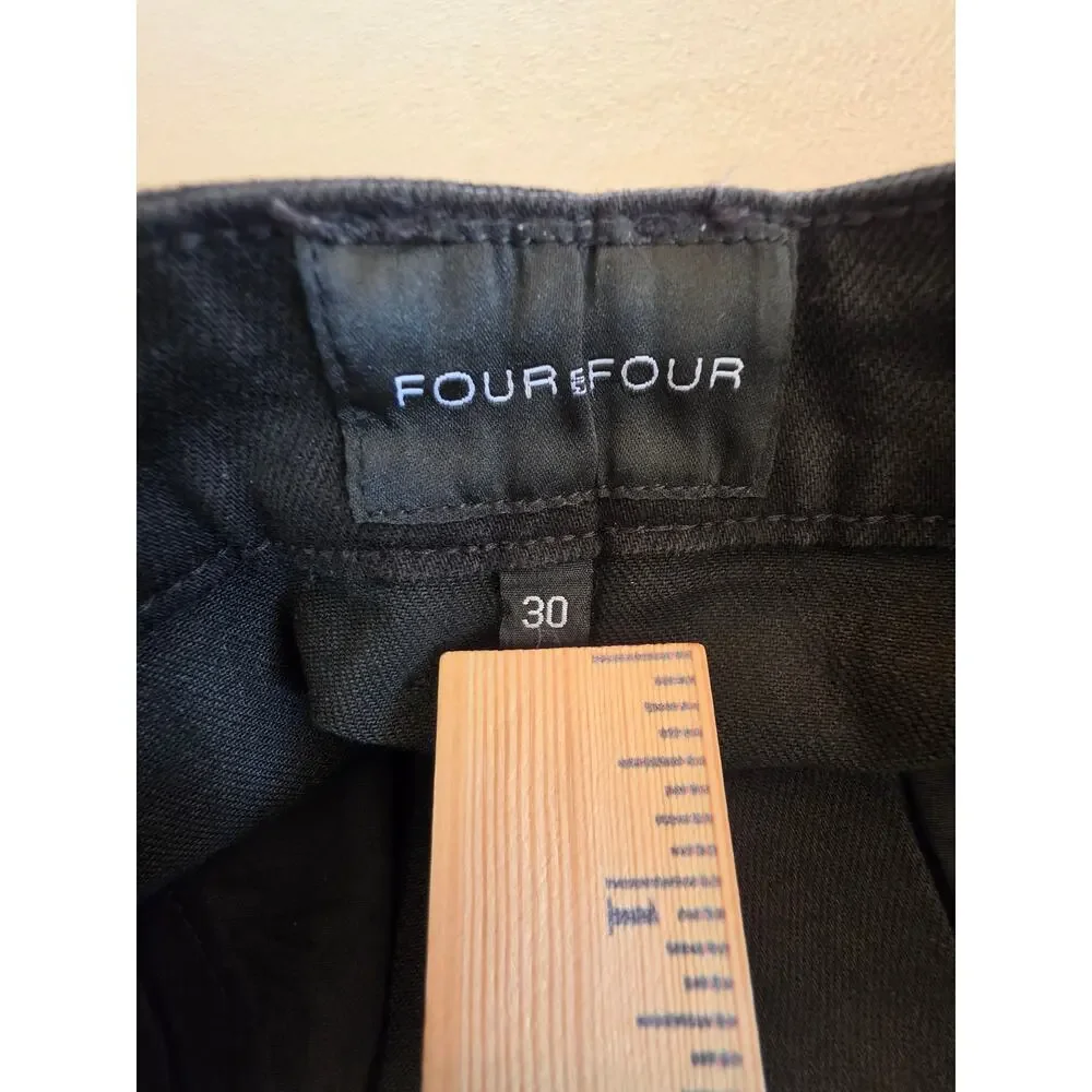FOURFOUR Clothing Hand-Waxed Flared Stretch Denim Jeans Black Opium Style Sz 30